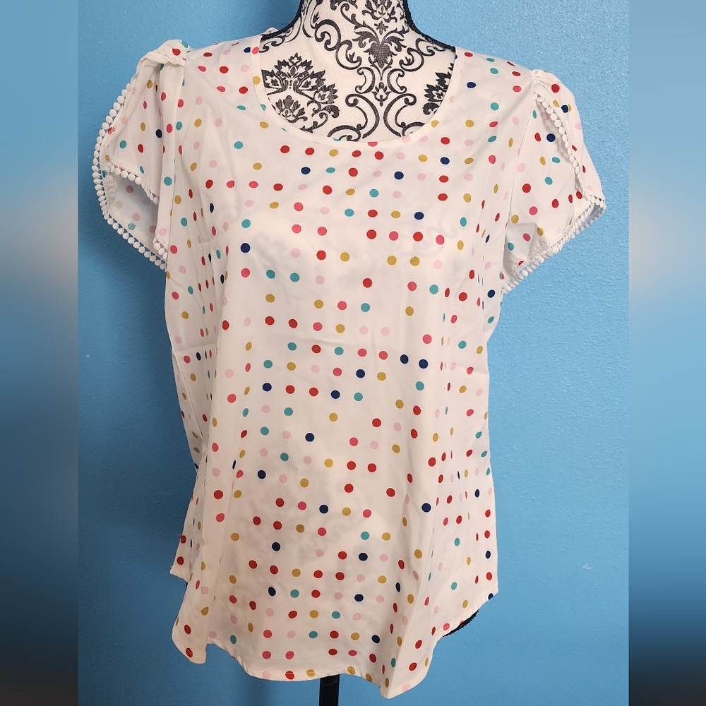 Colorful Polka Dot Blouse